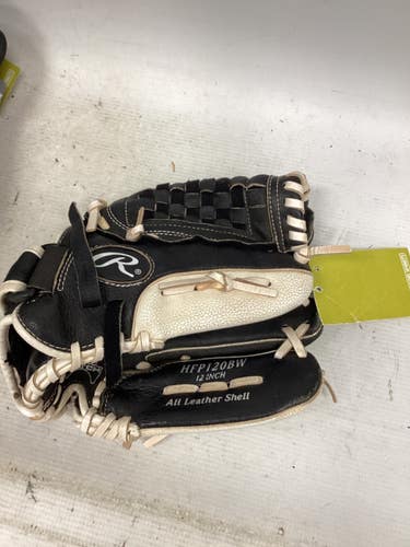 Used Rawlings HIGHLIGHT BB/SB Glove RH Throw Black And White 12" 11851-S000050353