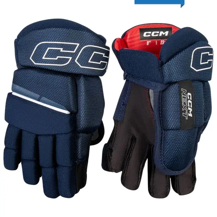 New CCM NEXT Youth Gloves Navy And White 8" 11851-CCMHGNEXT26YTNW8