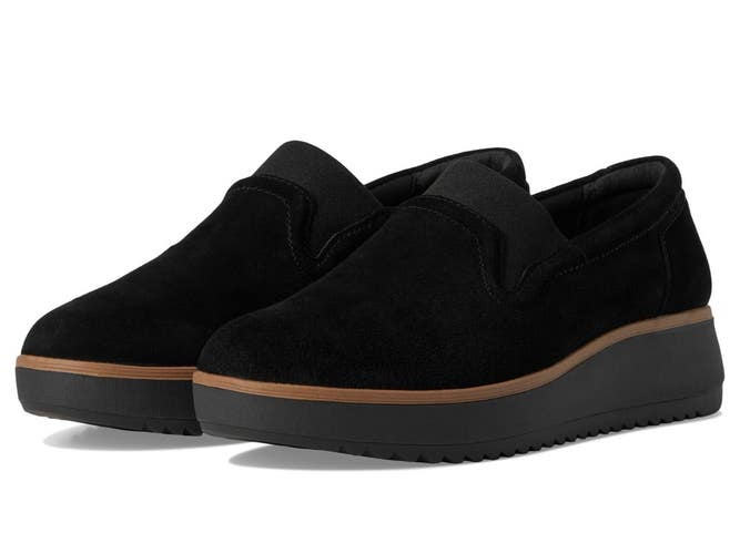 Clarks Zylah Sky 26180118 Loafers Women's 8 W Black Suede Slip On Shoes ZOGG3544