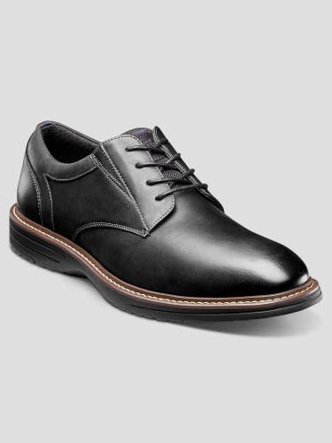 Nunn Bush Griff Oxfords Men's 10 W Black Leather Plain Toe Dress Shoes ZOGG3500