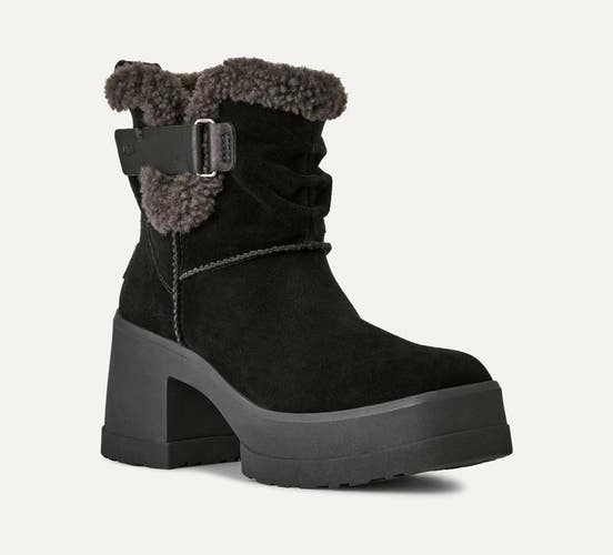 UGG Moxy 1171476-BLK Boots Women's 7.5 B Black Suede Sheepskin Pull On ZOGG3481