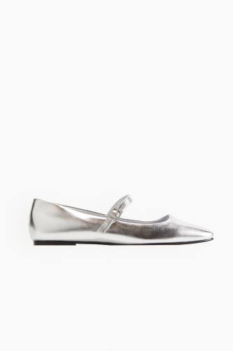 Dolce Vita Rodni Flats Womens 8.5 M Silver Leather Square Toe Mary Jane ZOGG3538