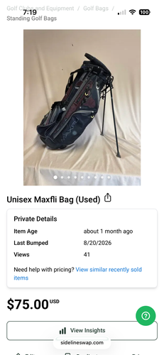 Bundle Maxfli golf bag & Vokey 256-12 Right Handed Wedge Wedge Flex 56 Degree Steel Shaft (Used)