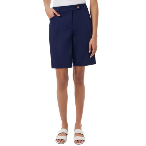 Jones New York Bermuda Shorts Womens Petite 12P Navy Blue Mid Rise Duke KFC1139