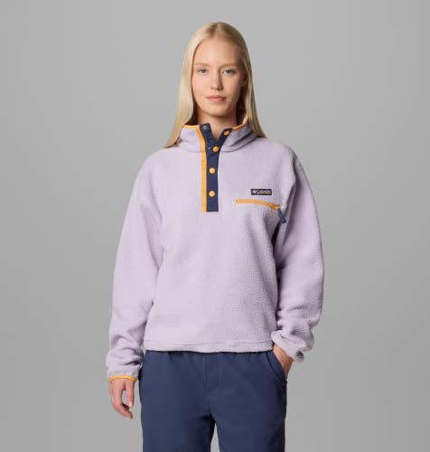Columbia Helvetia II Sweatshirt Women's L Lavender Pearl Fleece Cropped KFC1159