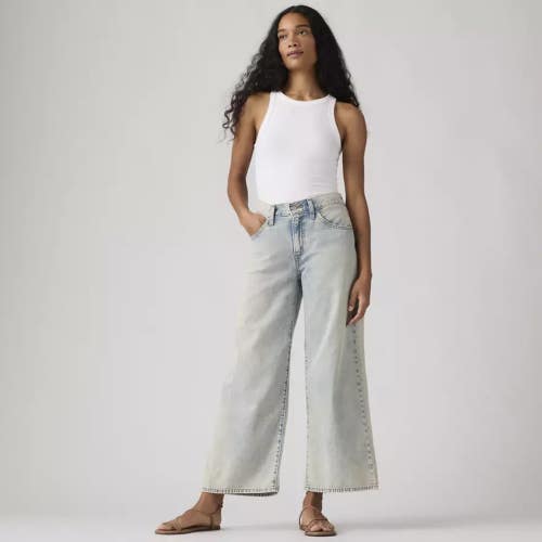 Levi's Middy Jeans Women's Little Hazy Mwla Denim Light Wash Wide Leg KFC1162