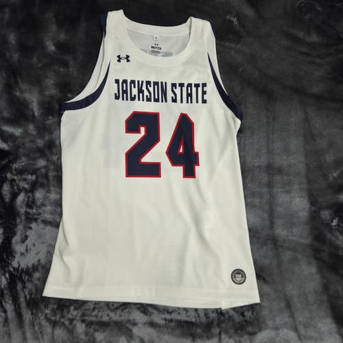 Under Armour Jackson State Tigers Basketball Jersey #24 White Womens Small