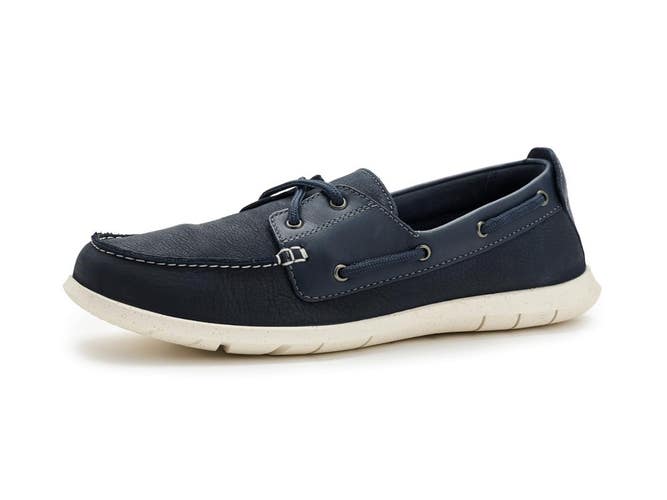 Clarks Flexway 26187416 Men's Navy Nubuck Moc Toe 2 Eye Casual Boat Shoe LIQ1475