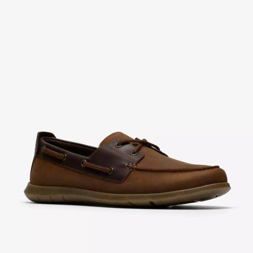 Clarks Flexway 26187414 Men's US 7 D Brown Nubuck 2 Eye Casual Boat Shoe LIQ1578