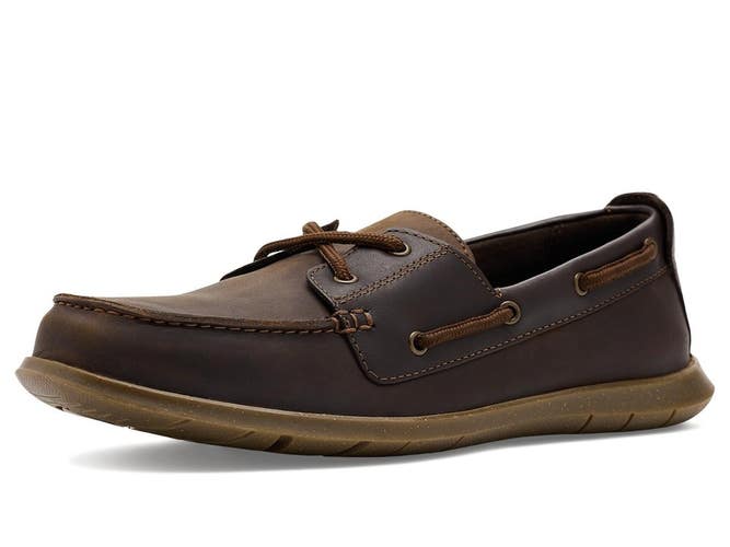 Clarks Flexway 26187414 Mens Brown Nubuck Moc Toe 2 Eye Casual Boat Shoe LIQ1466
