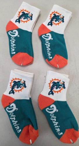 YOUTH 1-3 NFL MIAMI DOLPHINS Lot of 4 Pair Socks NEW