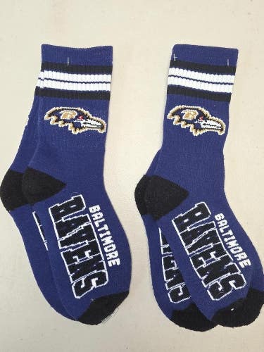 ST20 Boys NFL BALTIMORE RAVENS Lot of 2 Crew Socks NEW