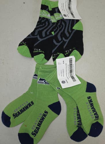 ST60 Youth 1-3 NFL SEATTLE SEAHAWKS Lot of 4 Crew Socks NEW