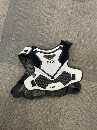 Used STX CELL V Lacrosse Shoulder Pads White LG 11614-S000242926