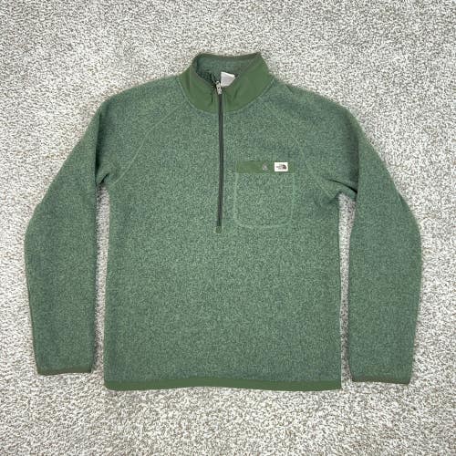 North Face Pullover Mens Small Green Fleece Quarter Zip Long Sleeve Hiking