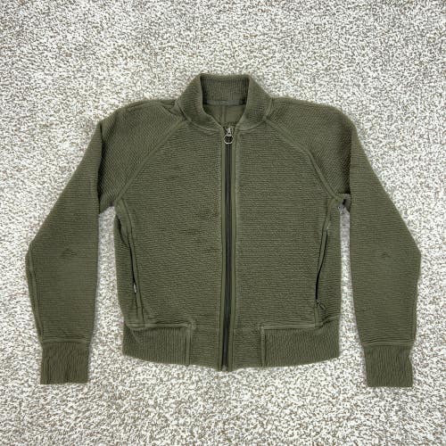 Lululemon Jacket Womens Small Green Textured Knit Full Zip Bomber Style Athletic
