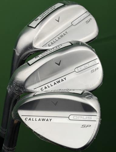 Callaway Opus SP Chrome Wedge Set LEFT Hand 52-10, 56-10, 60-10 Steel LH NEW!
