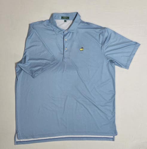 Masters Peter Millar Golf Polo Shirt Mens XXL Augusta National Blue White Check