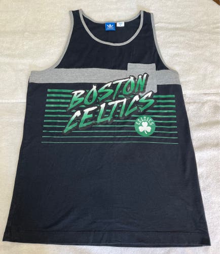Adidas Boston Celtics Men’s Medium Tank Top Black Green Gray NBA Sportswear