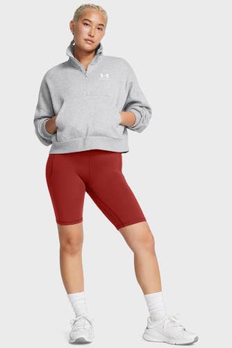 Under Armour Icon Fleece Sweatshirt Women's Small Gray Oversized 1/2 Zip KFC1208