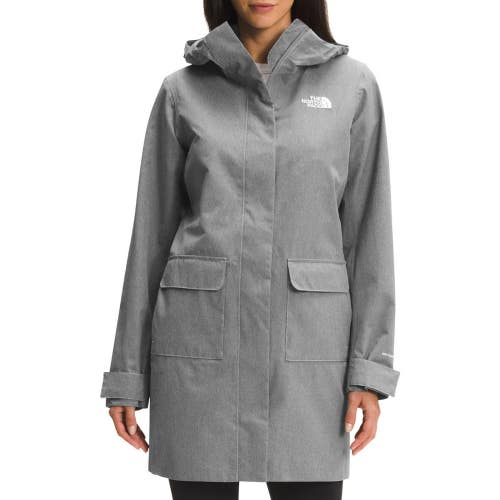 The North Face City Breeze Rain Parka II Jacket Women's L Gray Waterproof KFC118