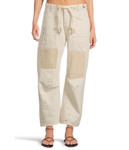Free People We The Free Moxie Barrel Jeans Women's 28 White Drawstring KFC1187
