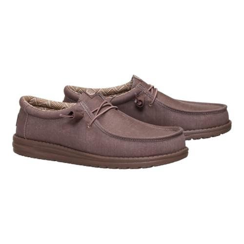 Hey Dude Wally Stretch Canvas Men's 10 Deep Taupe Slip-On Casual Shoes KFC1190