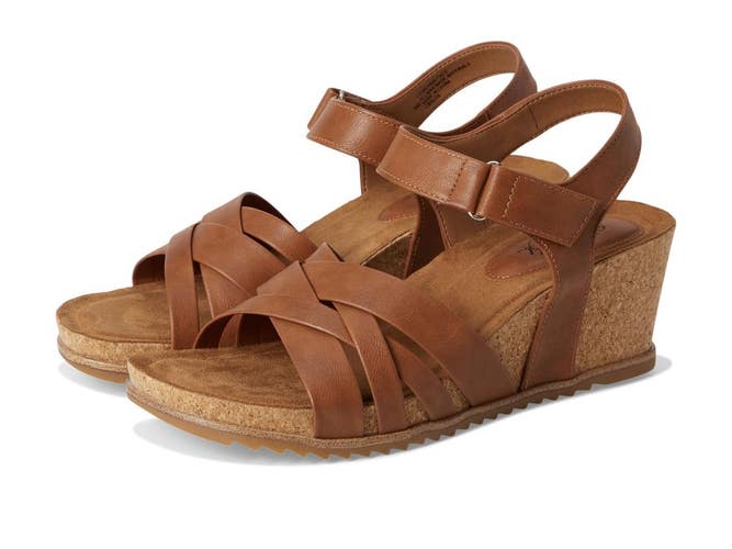 Eurosoft by Sofft Tate Sandals Women's US 9 M Brown Leather Wedge Heel Hawk2984