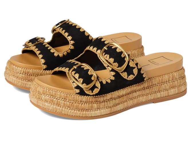Dolce Vita Wanika Sandals Women's US 8.5 M Black Platform Espadrille Hawk2975
