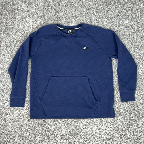 Nike Sweatshirt Mens Large Blue Crewneck Pullover Logo Sports Casual Everyday
