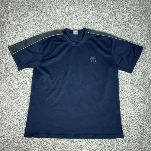 Nike Shirt Mens XL Navy Blue Short Sleeve Air Athletic Training Tee Gray Tag Y2K