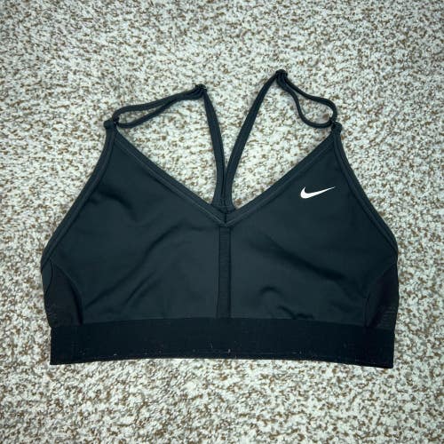 Nike Sports Bra Womens Small Black Dri-FIT Mesh Strappy Running Workout Gym