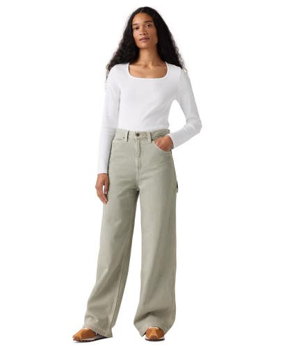 Levi's Cinch Baggy Carpenter Jeans Women's 26x31 Gray Denim Straight Leg JAX2127