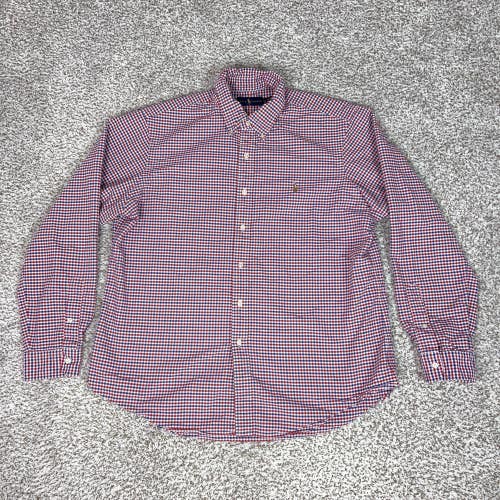 Ralph Lauren Shirt Mens XL Red Blue Check Button Down Long Sleeve Pony Logo