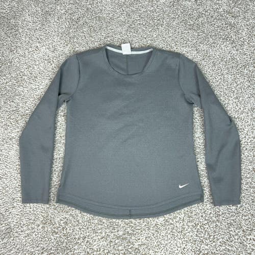 Nike Shirt Womens Medium Gray Therma-FIT Long Sleeve Thermal Running Athletic