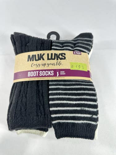 #193 MUK LUKS Women's Fluffy Dream Crew Boot Socks, 6-Pack, OSFM