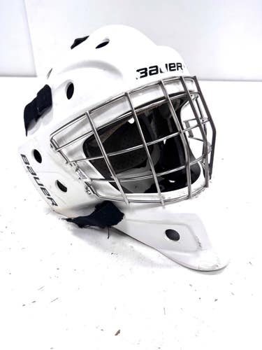 Used Bauer NME5 Senior Goalie Helmet/Mask White One Size 11860-S000314653
