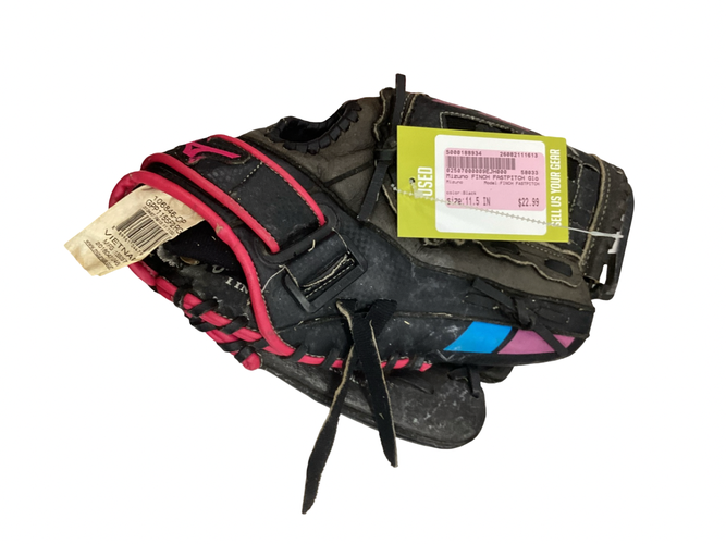 Used Mizuno FINCH FASTPITCH BB/SB Glove RH Throw Black 11 1/2" 11613-S000188934