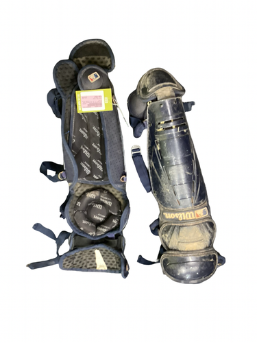 Used Wilson 17 IN Catchers Leg Guards Navy Blue Adult 11613-S000188904