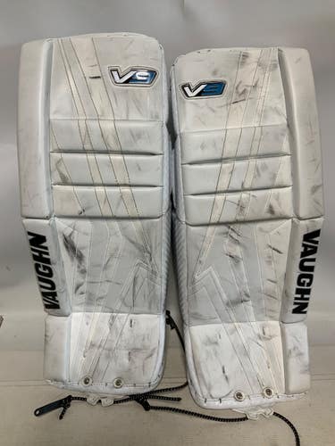 Used Vaughn VELOCITY V9 JR 24+2 Goalie Leg Pads Junior White 24" 11823-S000041538