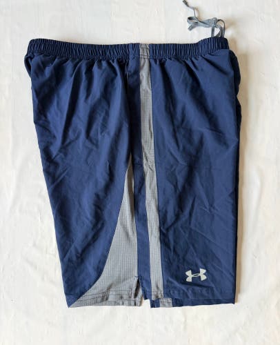 Under Armour HeatGear 9" Shorts built-in brief Navy Blue running gym Men's XL