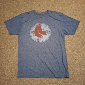 MLB Boston Red Sox Team Logo Gray Crewneck Tee Shirt Sz Large