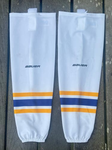 Junior L/XL White Mesh Bauer Hockey Socks (Used)