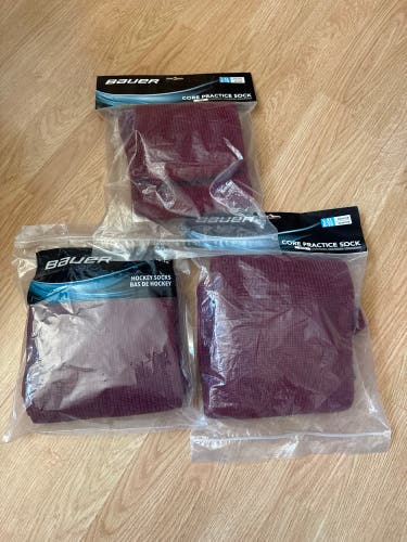 New/Unused Maroon Bauer Knit Hockey Socks