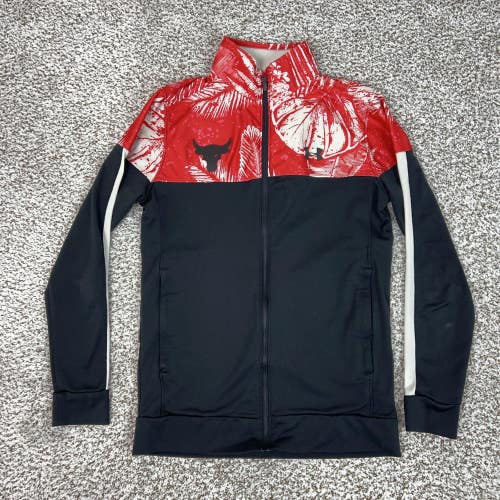 Under Armour Project Rock Jacket Womens Small Tropical Red Black Full Zip Track