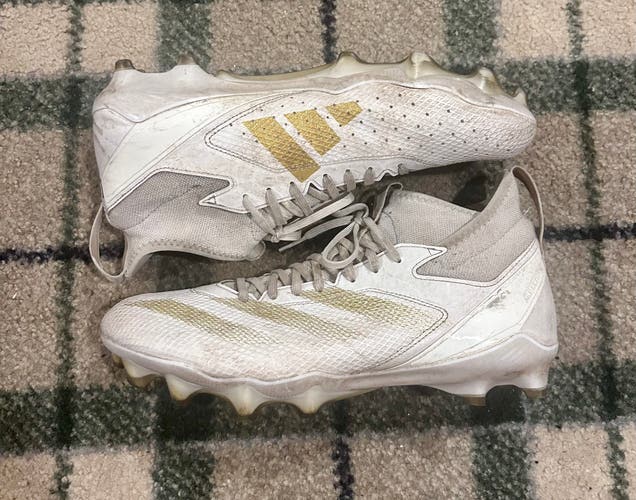 Adidas Adizero Mid Top Molded Lacrosse Cleats white gold size 13 mens