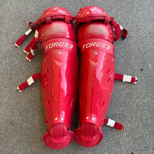 Red Adult Force3 Pro Gear Catcher's Leg Guard | 15.5"
