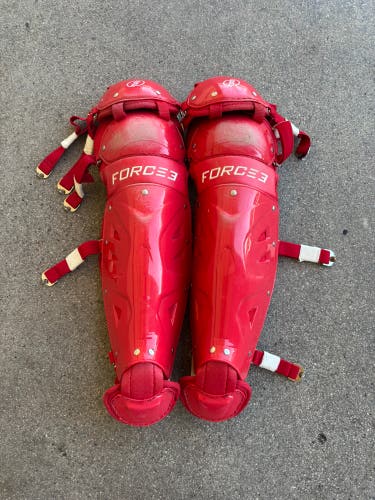 Red Adult Force3 Pro Gear Catcher's Leg Guard | 15.5"