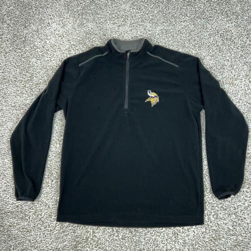 Minnesota Vikings Pullover Mens Large Black Fleece NFL Football Antigua 1/4 Zip