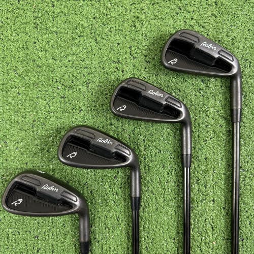 Robin Golf Iron Set Black 5 7 9 PW Set Of 4 Mens Flex Graphite Right Handed